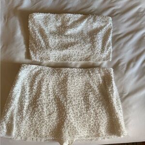 Abercrombie & Fitch White Beaded Skirt Set